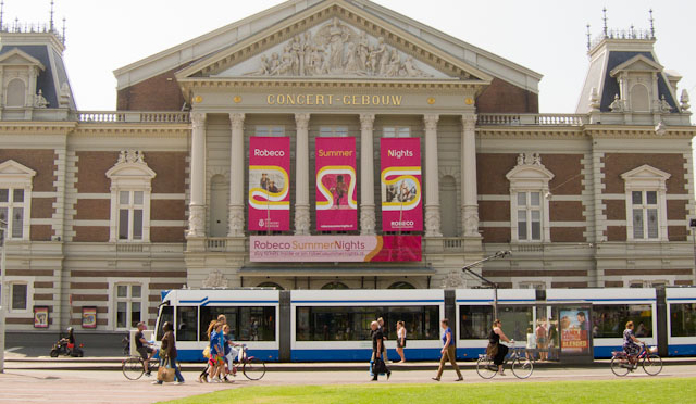 Tram at the Concertgebouw in Amsterdam.. Photo © Holland-Cycling.com