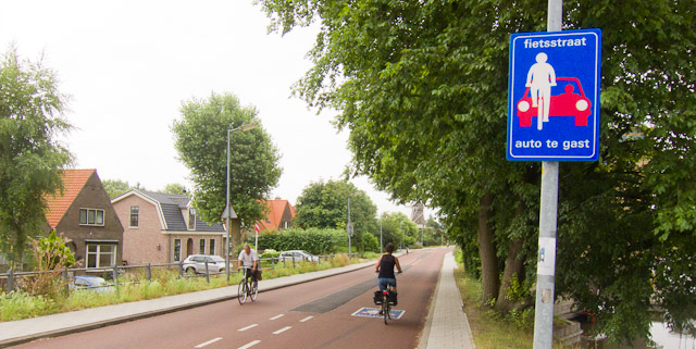 Bicycle street where cars are allowed as guests. Photo © Holland-Cycling.com