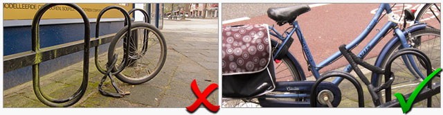 Use at least 2 locks and secure your bike frame to a solid object. Photos © Holland-Cycling.com