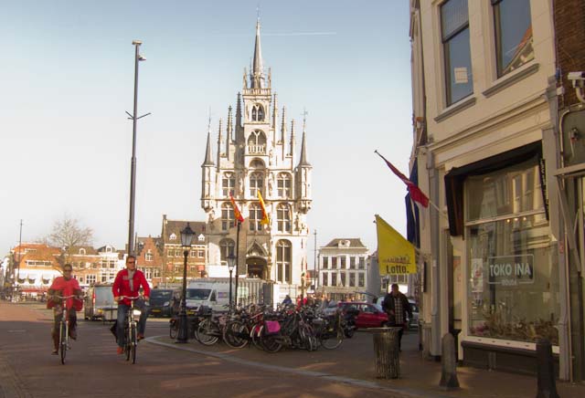 The town hall of Gouda is one of the oldest Gothic town halls in Holland. Photo © Holland-Cycling.com