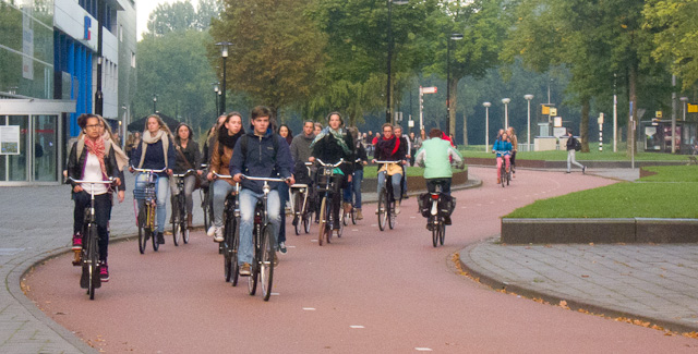Morning rush hour at Utrecht Science Park. Photo © Holland-Cycling.com